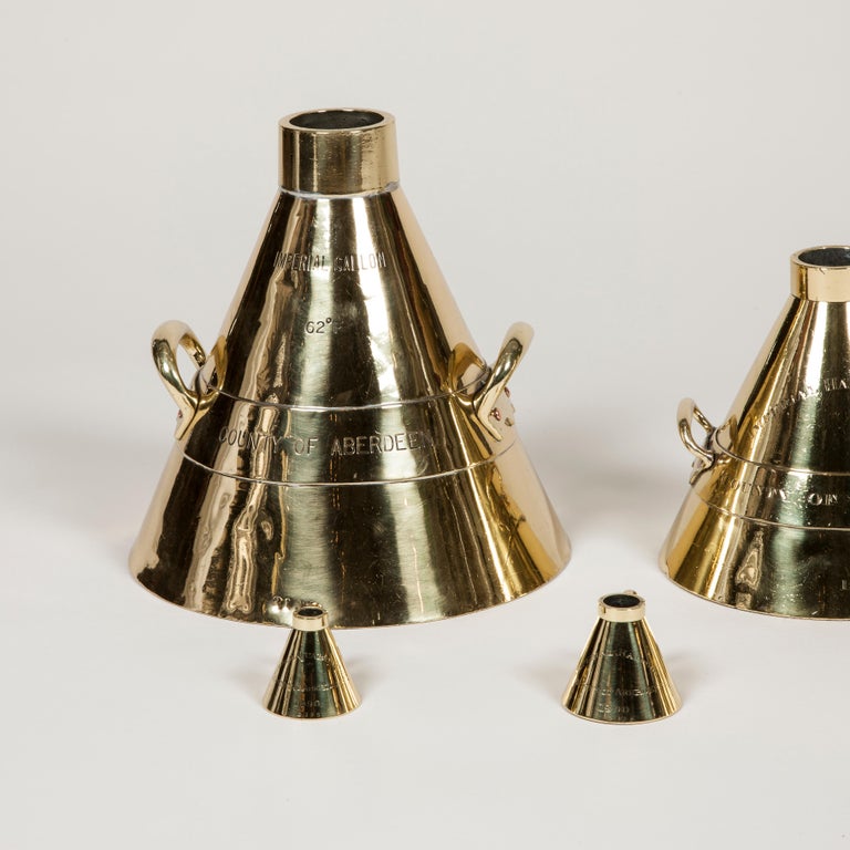 8 Brass Imperial Liquid Measures Made for Aberdeen County, Dated 1890