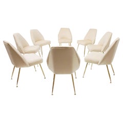 8 Brass Leg Chairs by Pagani, Partner of Gio Ponti & Lina Bo Bardi, 1952, Arflex