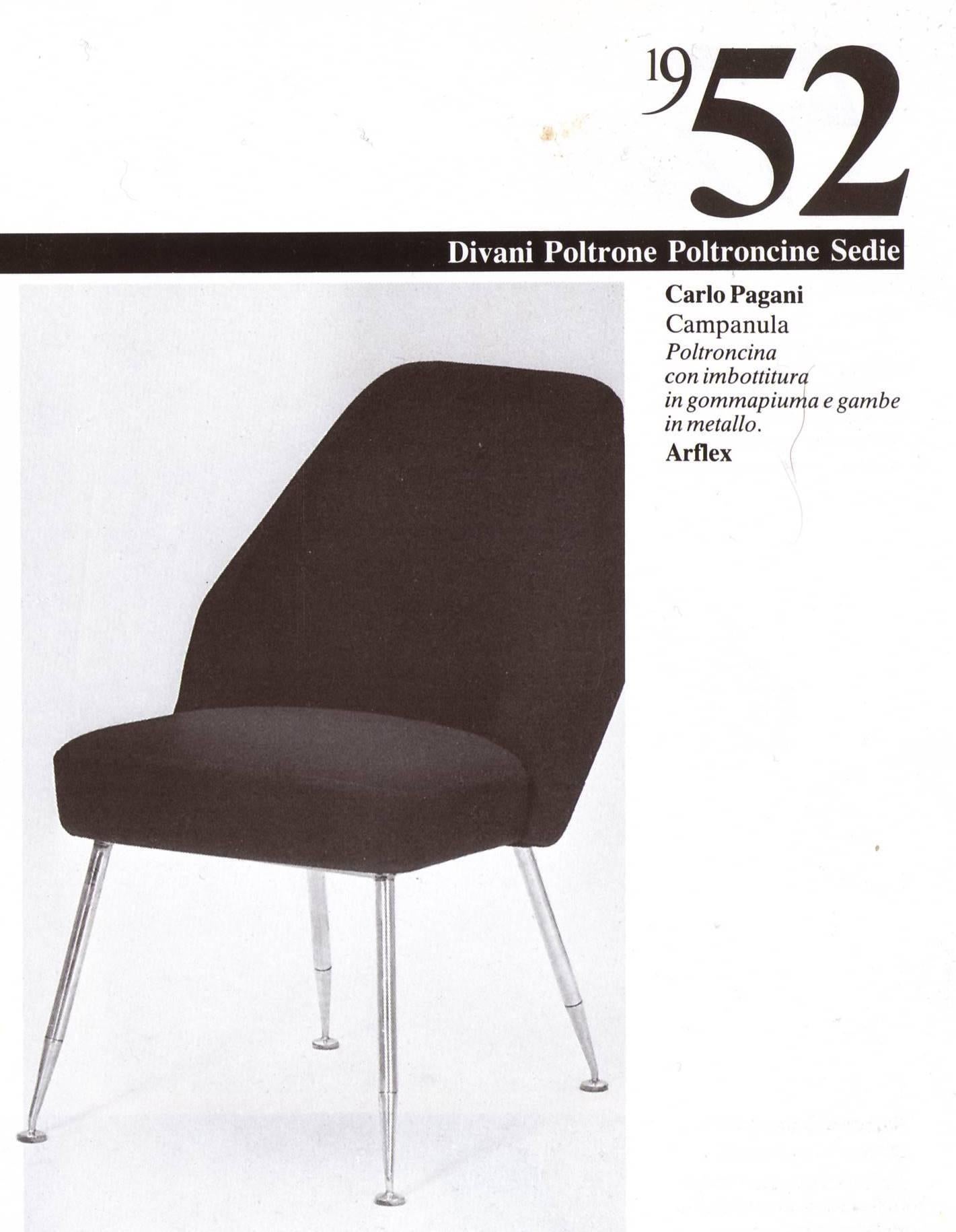 8 Brass Leg Chairs by Pagani, Partner of Gio Ponti & Lina Bo Bardi, 1952, Arflex 3