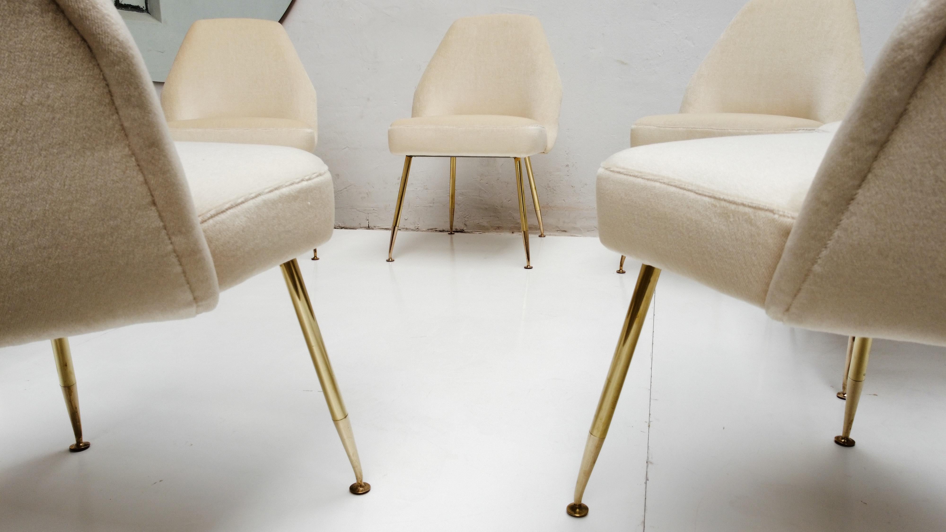 8 Brass Leg Chairs by Pagani, Partner of Gio Ponti & Lina Bo Bardi, 1952, Arflex 4