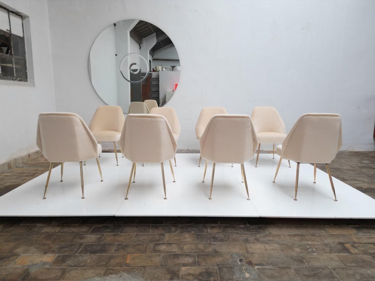 8 Brass Leg Chairs by Pagani, Partner of Gio Ponti and Lina Bo Bardi ...