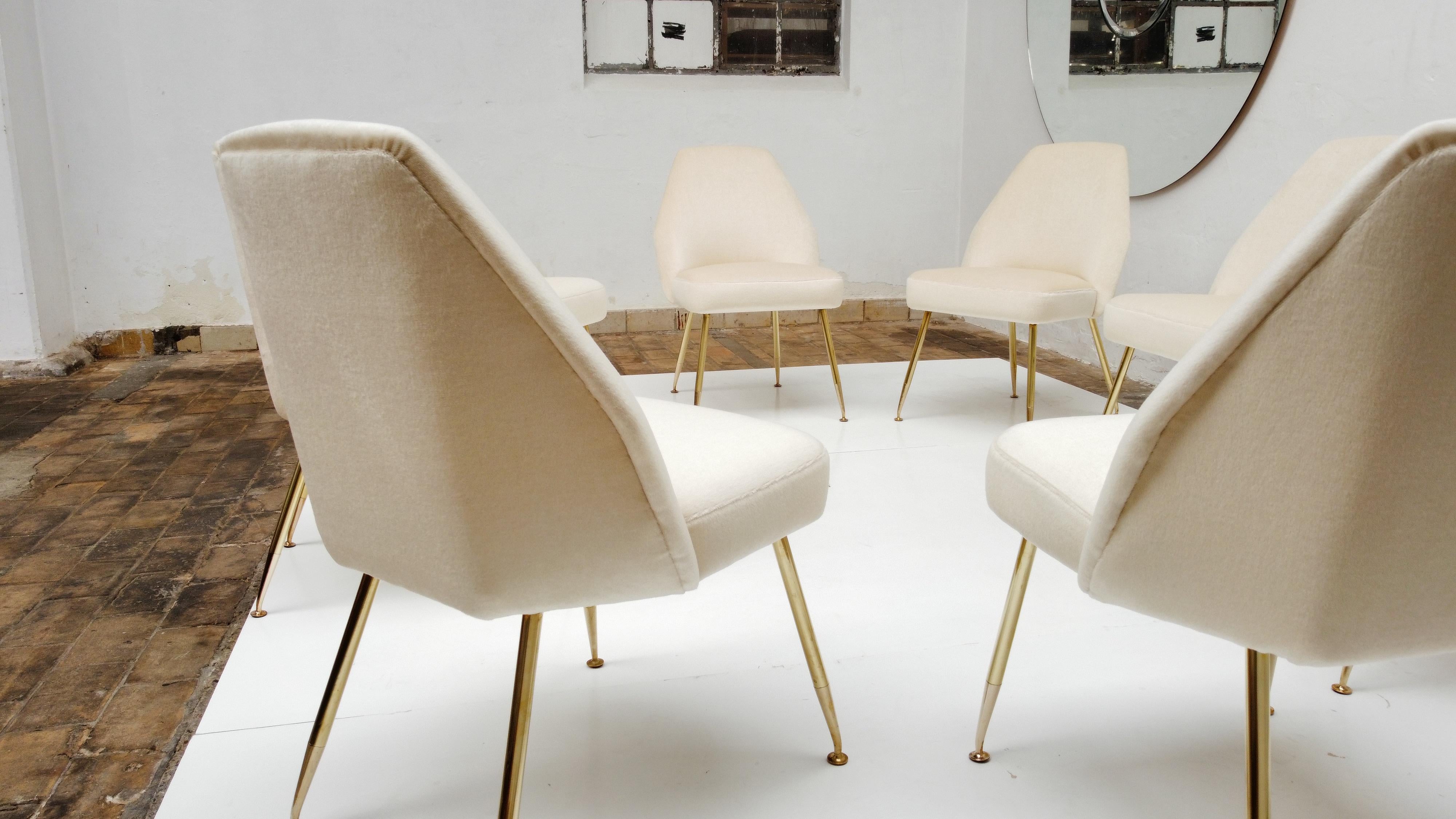 8 Brass Leg Chairs by Pagani, Partner of Gio Ponti & Lina Bo Bardi, 1952, Arflex 8