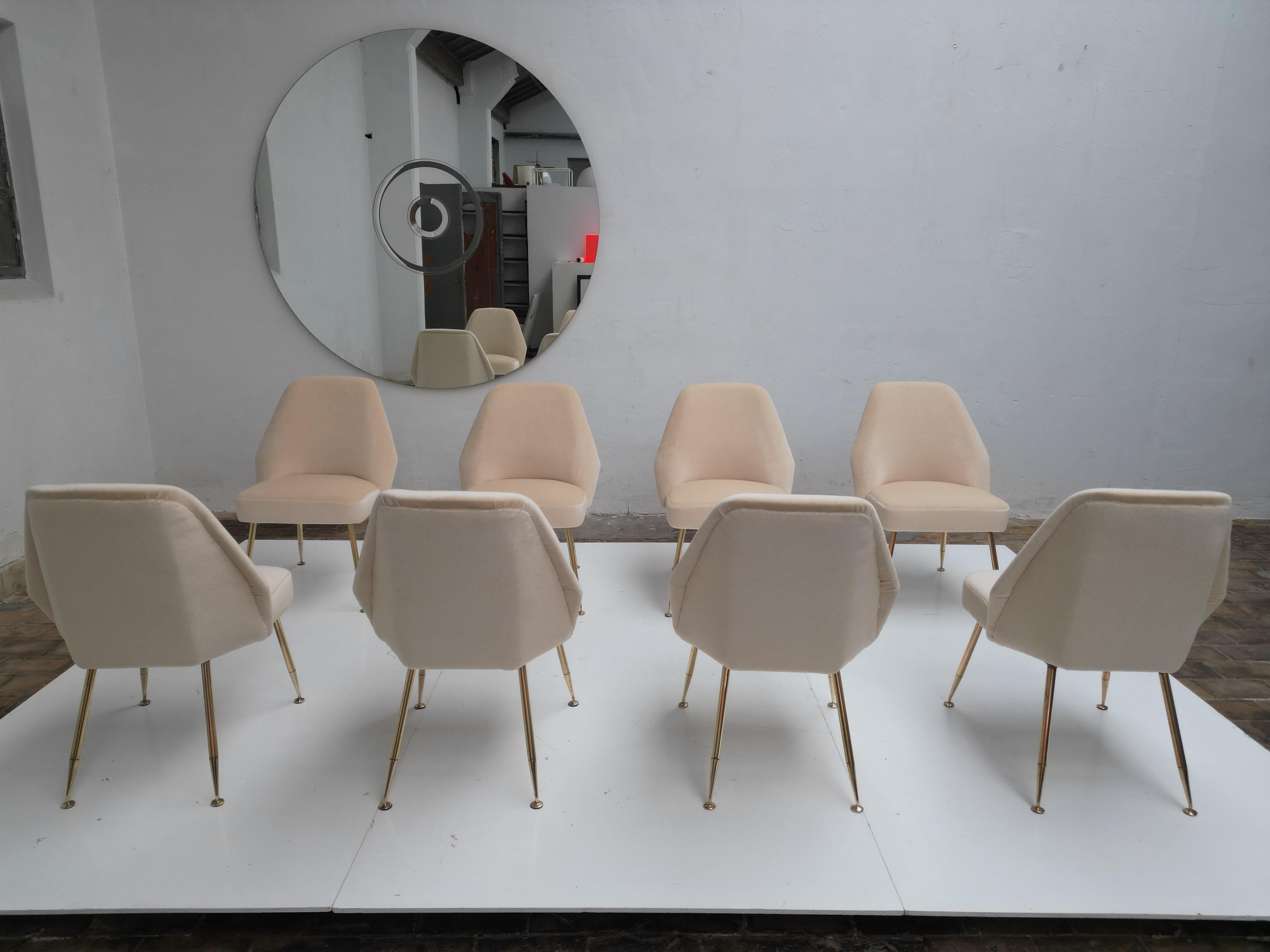 8 Brass Leg Chairs by Pagani, Partner of Gio Ponti & Lina Bo Bardi, 1952, Arflex 9