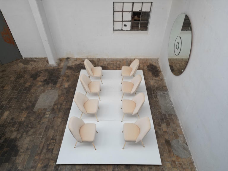 8 Brass Leg Chairs by Pagani, Partner of Gio Ponti and Lina Bo Bardi ...