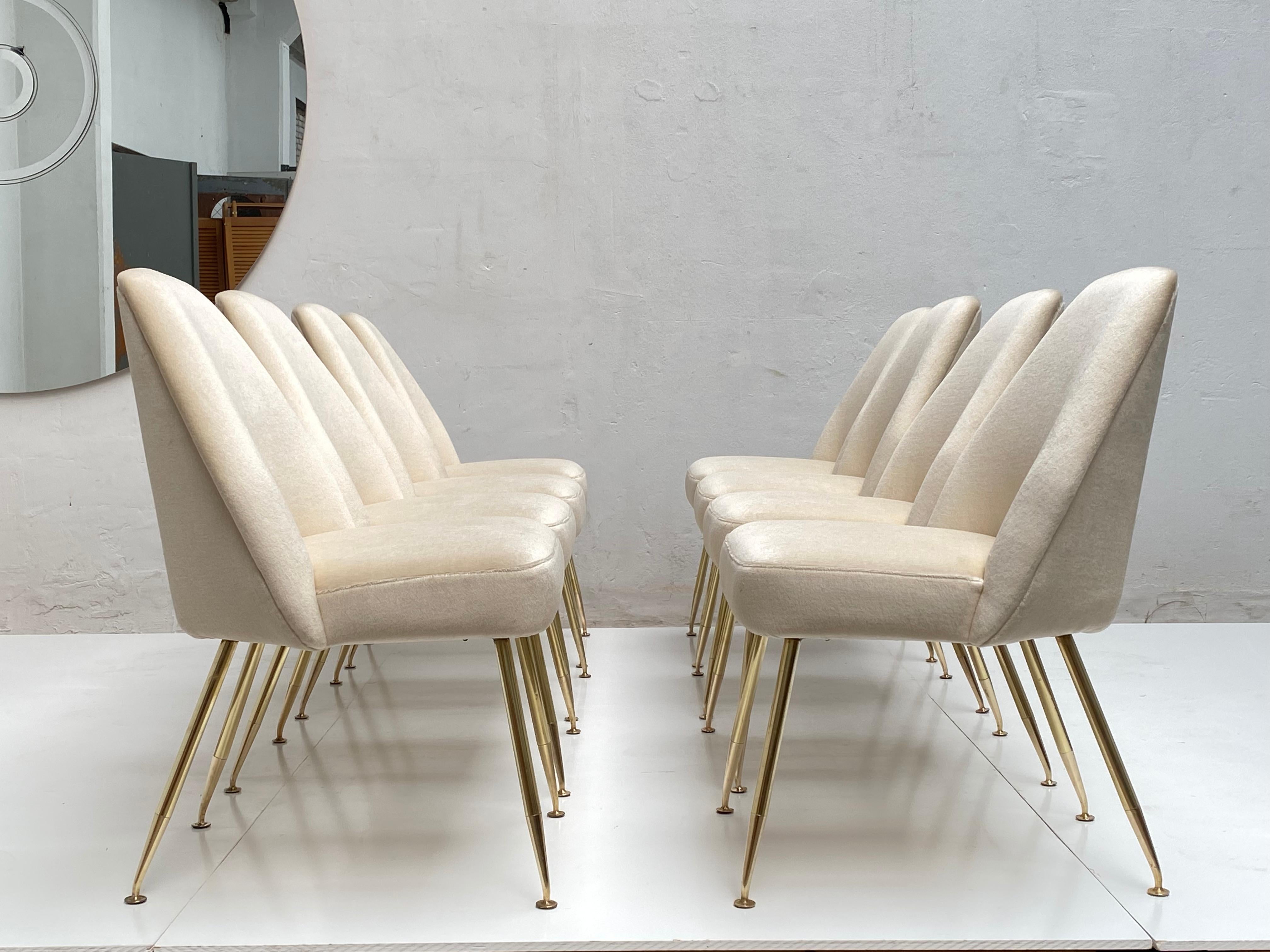 Hand-Crafted 8 Brass Leg Chairs by Pagani, Partner of Gio Ponti & Lina Bo Bardi, 1952, Arflex