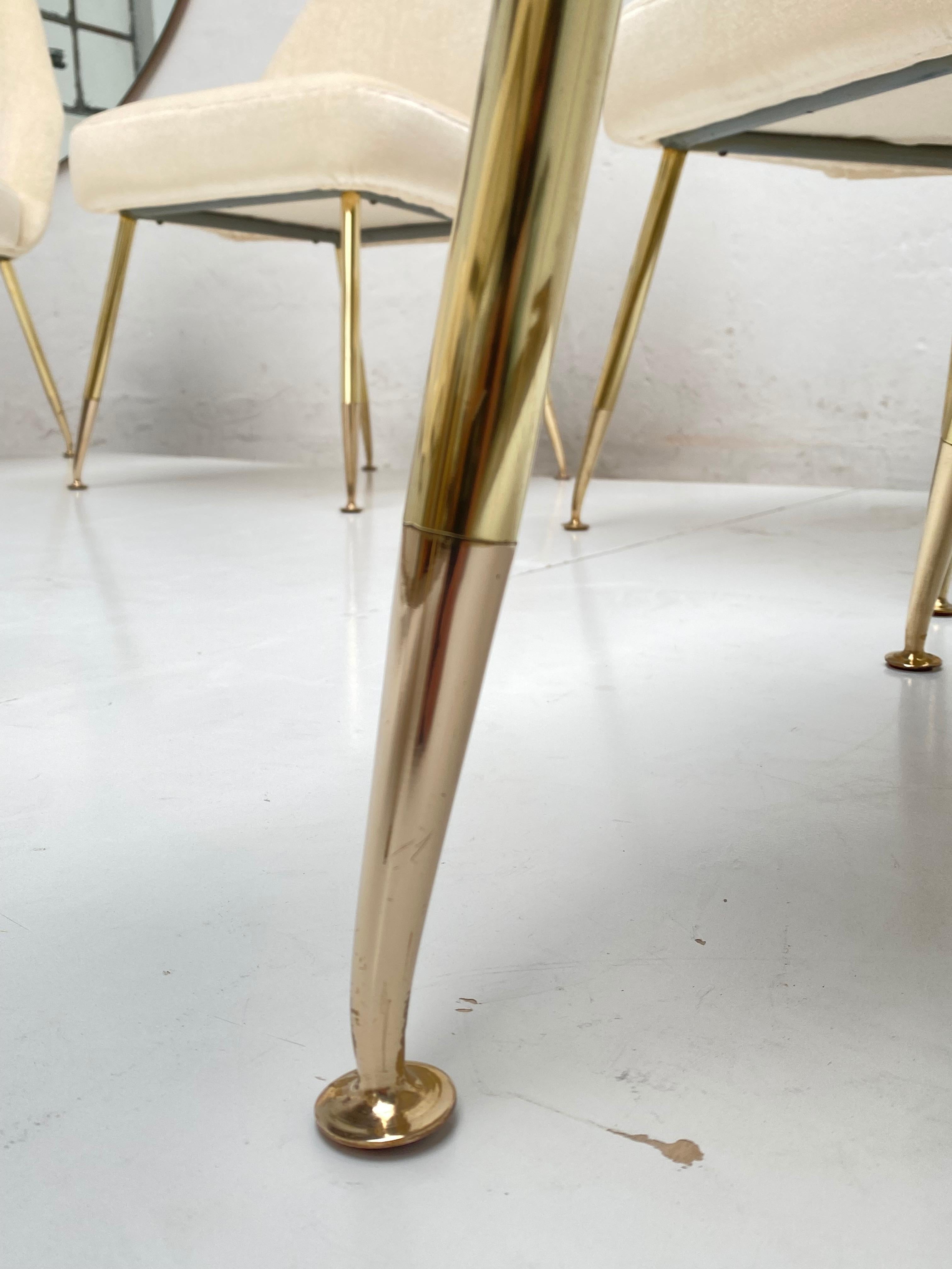 8 Brass Leg Chairs by Pagani, Partner of Gio Ponti & Lina Bo Bardi, 1952, Arflex 1