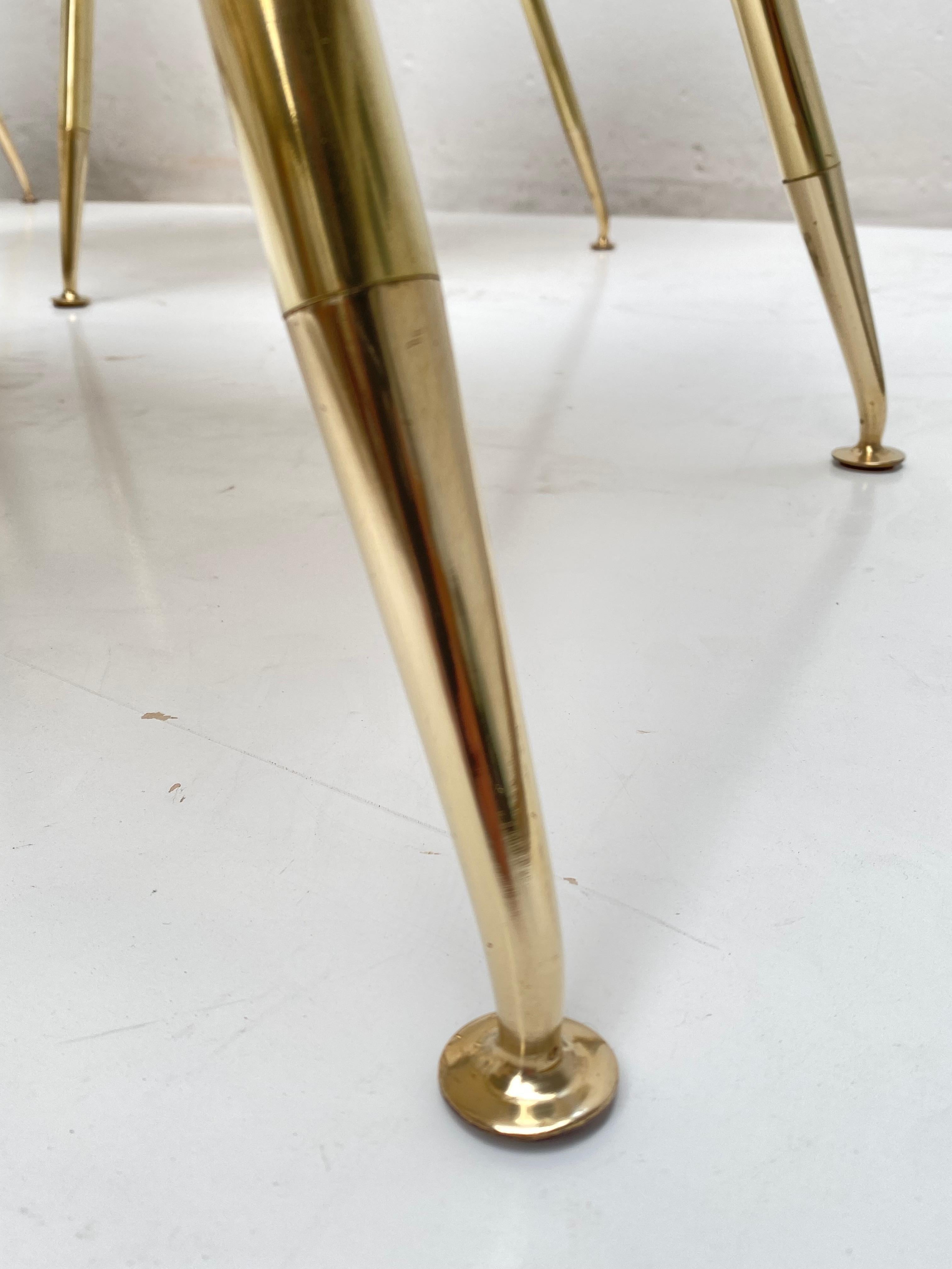 8 Brass Leg Chairs by Pagani, Partner of Gio Ponti & Lina Bo Bardi, 1952, Arflex 2