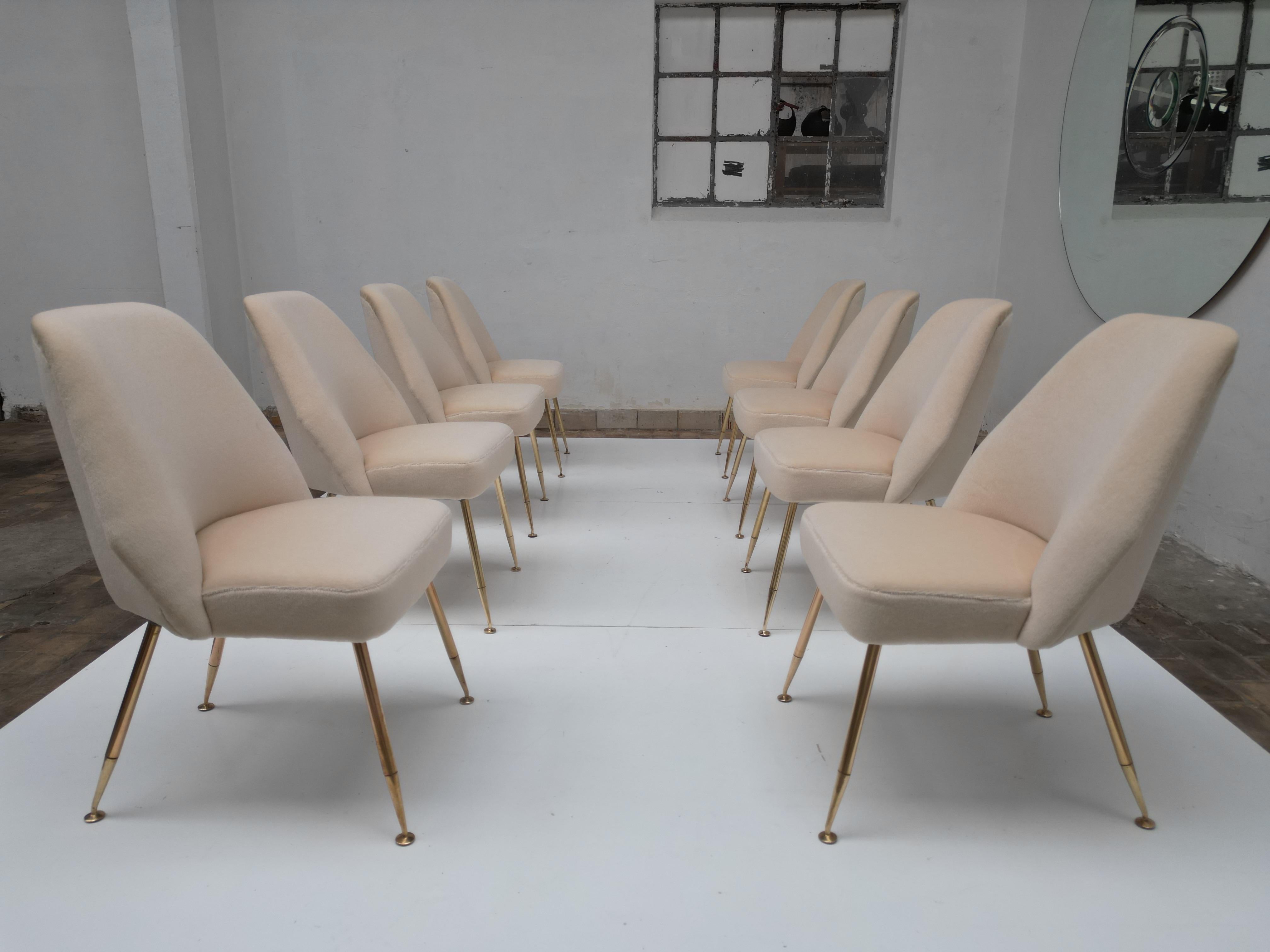 8 Brass Leg Chairs by Pagani, Partner of Gio Ponti & Lina Bo Bardi, 1952, Arflex 2