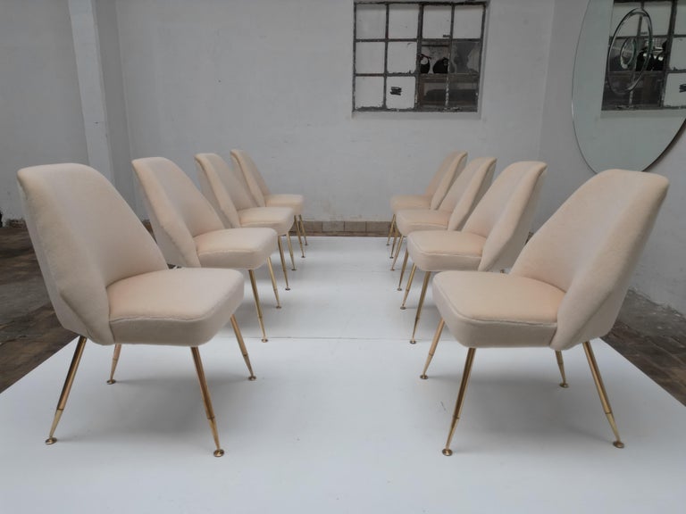 8 Brass Leg Chairs by Pagani, Partner of Gio Ponti and Lina Bo Bardi ...