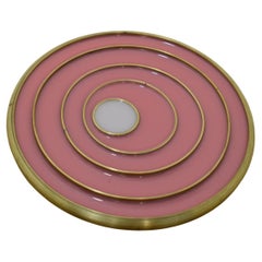Used 8" Brass Spun Trivet with Color Pop of Pink and White by Daughter Mfg