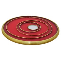 8" Brass Spun Trivet with Color Pop of Red and White by Daughter Mfg