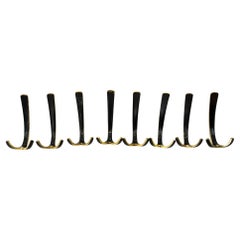 8 Brass Wall Hooks, circa 1950s by Hertha Baller