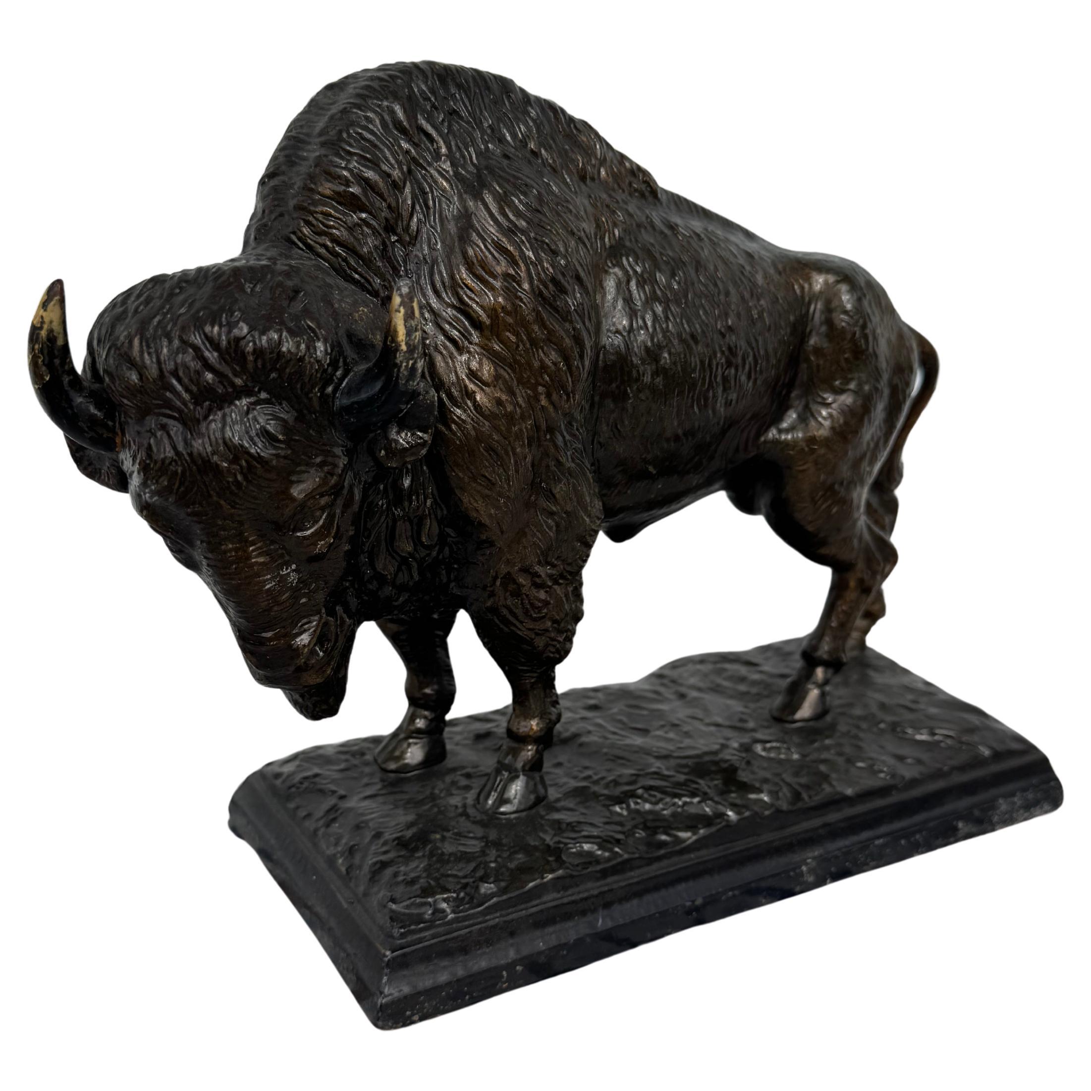 Scultura di bisonte in metallo color bronzo da 8 pollici