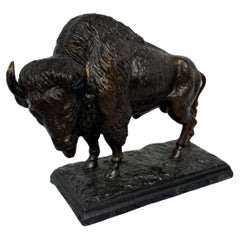 Scultura di bisonte in metallo color bronzo da 8 pollici