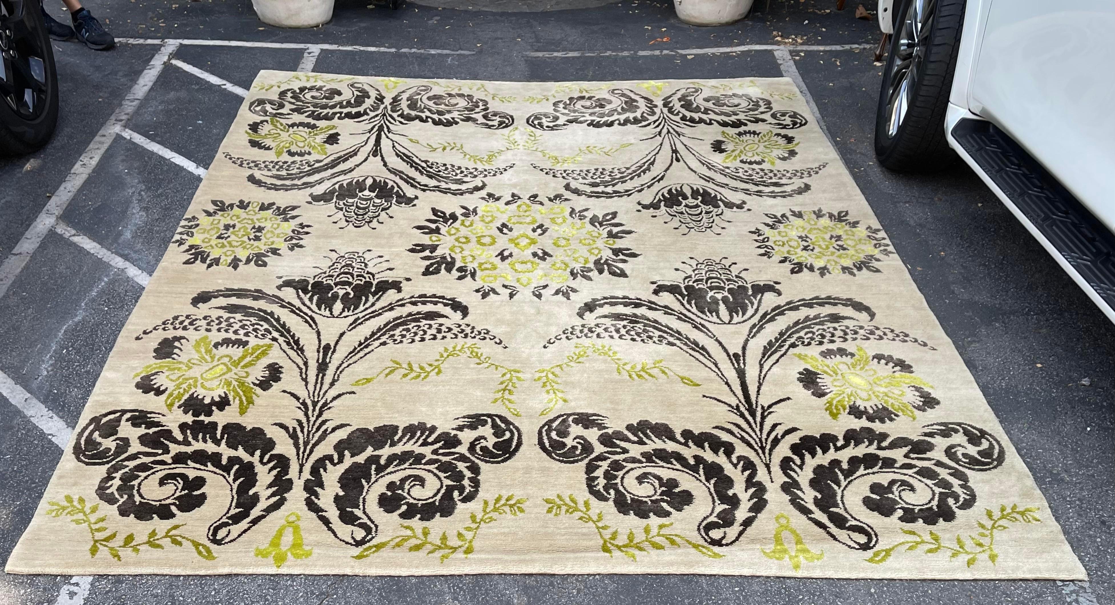Modern Chartreuse & Beige Textile by the Rug Company.