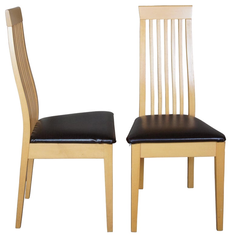 8 Calligaris Italian Modern Chicago Dining Chairs Maple Slat Back