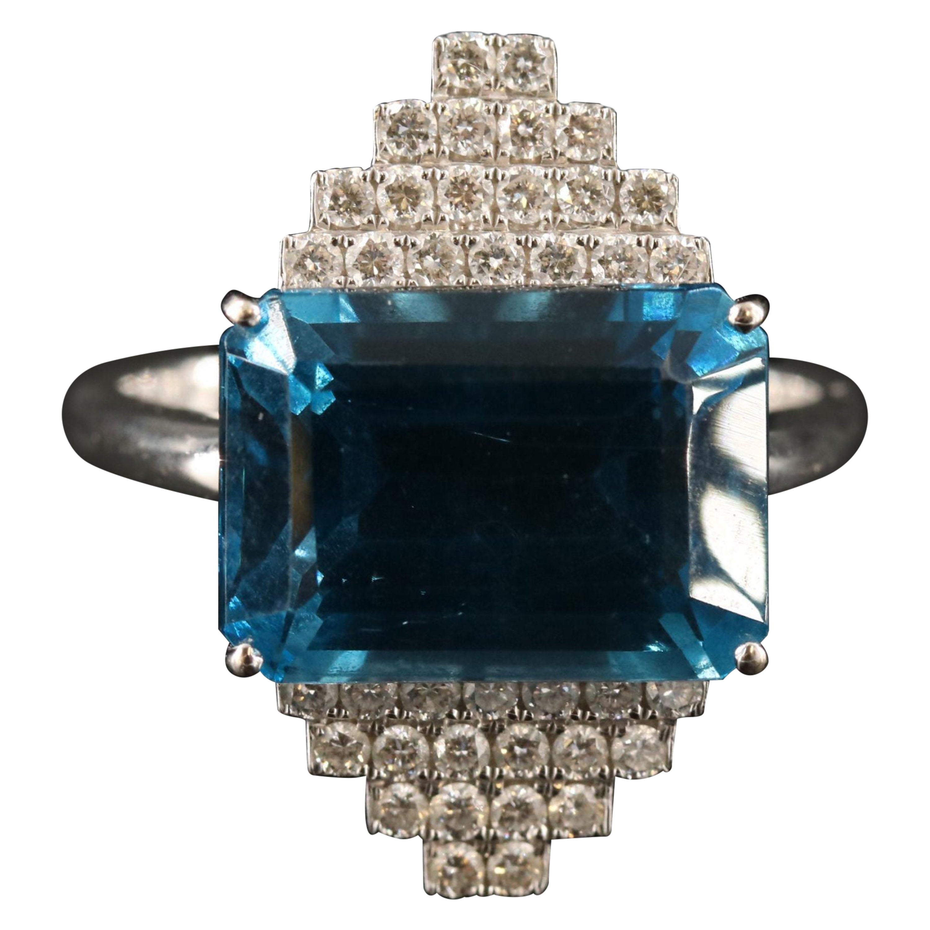 Anello di fidanzamento in oro bianco con diamante blu antico da 8 carati Anello da cocktail