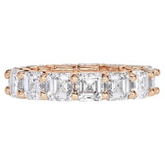 8 Carat Asscher Band Brilliant White  Timeless Brilliance Eternity Diamond Ring