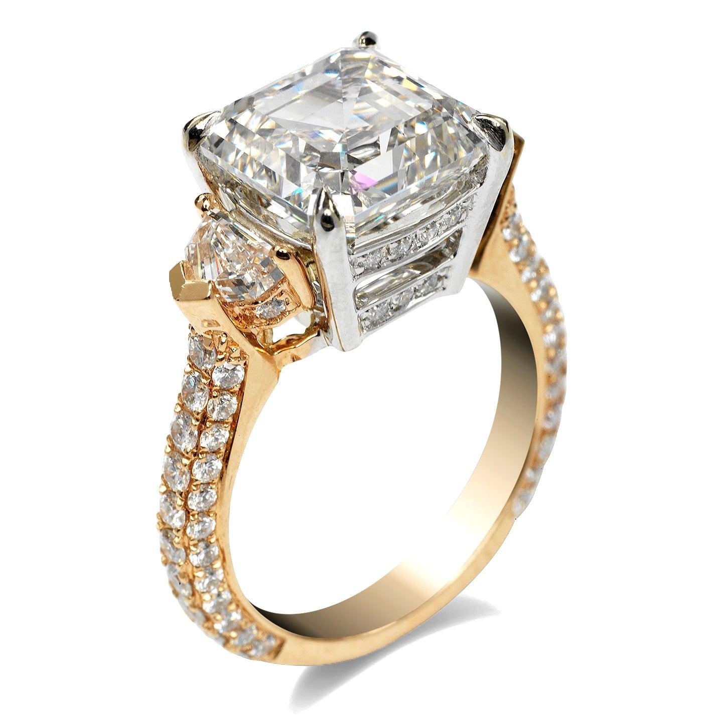 Taille Asscher Bague de fiançailles en diamant taille Asscher de 8 carats certifié GIA I IF en vente