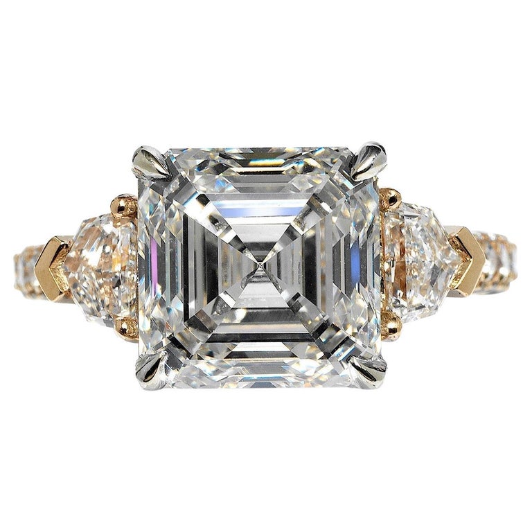 8 Carat Asscher Cut Diamond Engagement Ring GIA Certified I IF For Sale