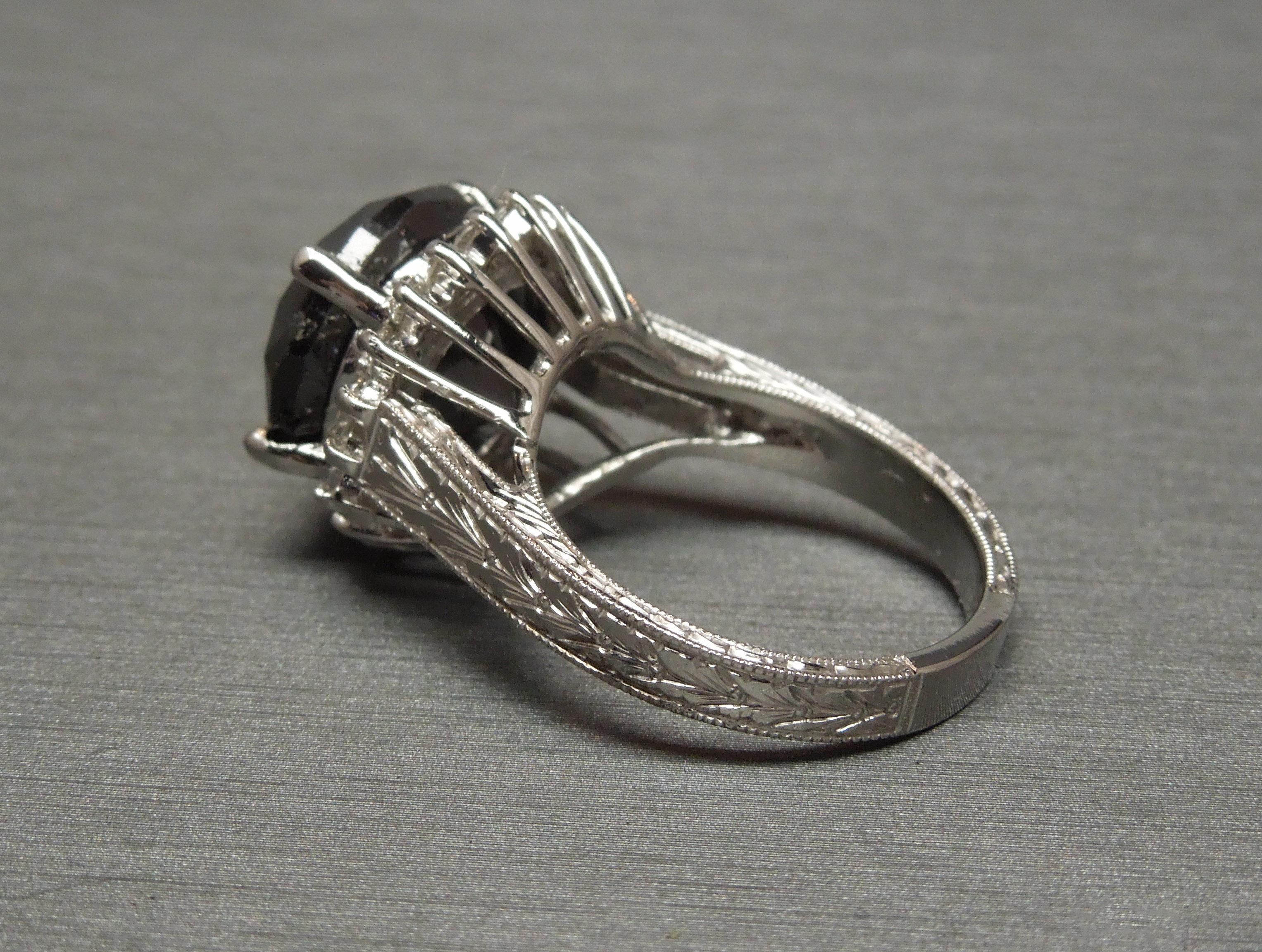 black diamond halo engagement ring