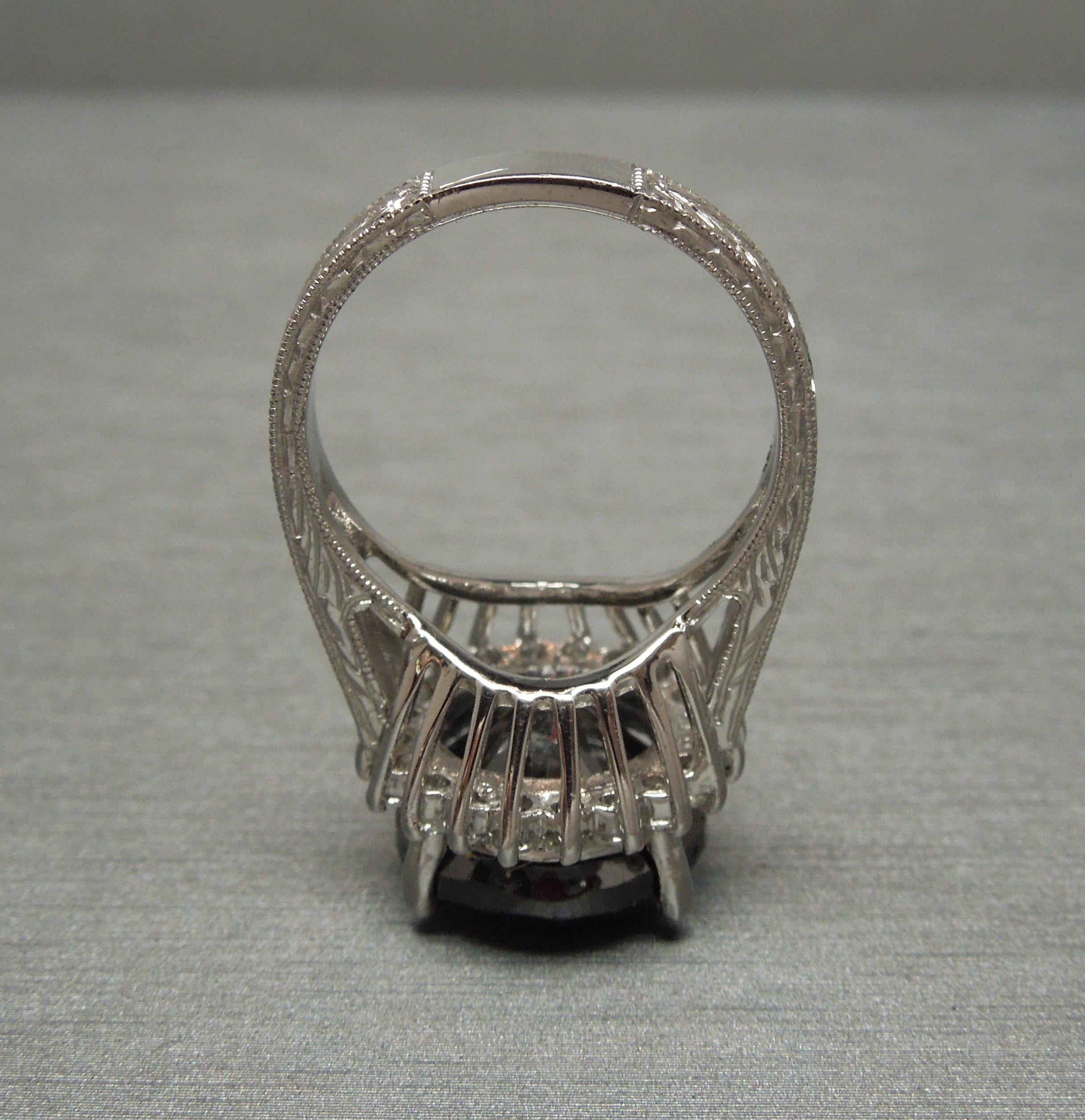 8 Carat Black Diamond Crown Halo Ring 1
