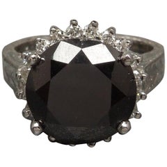 8 Carat Black Diamond Crown Halo Ring