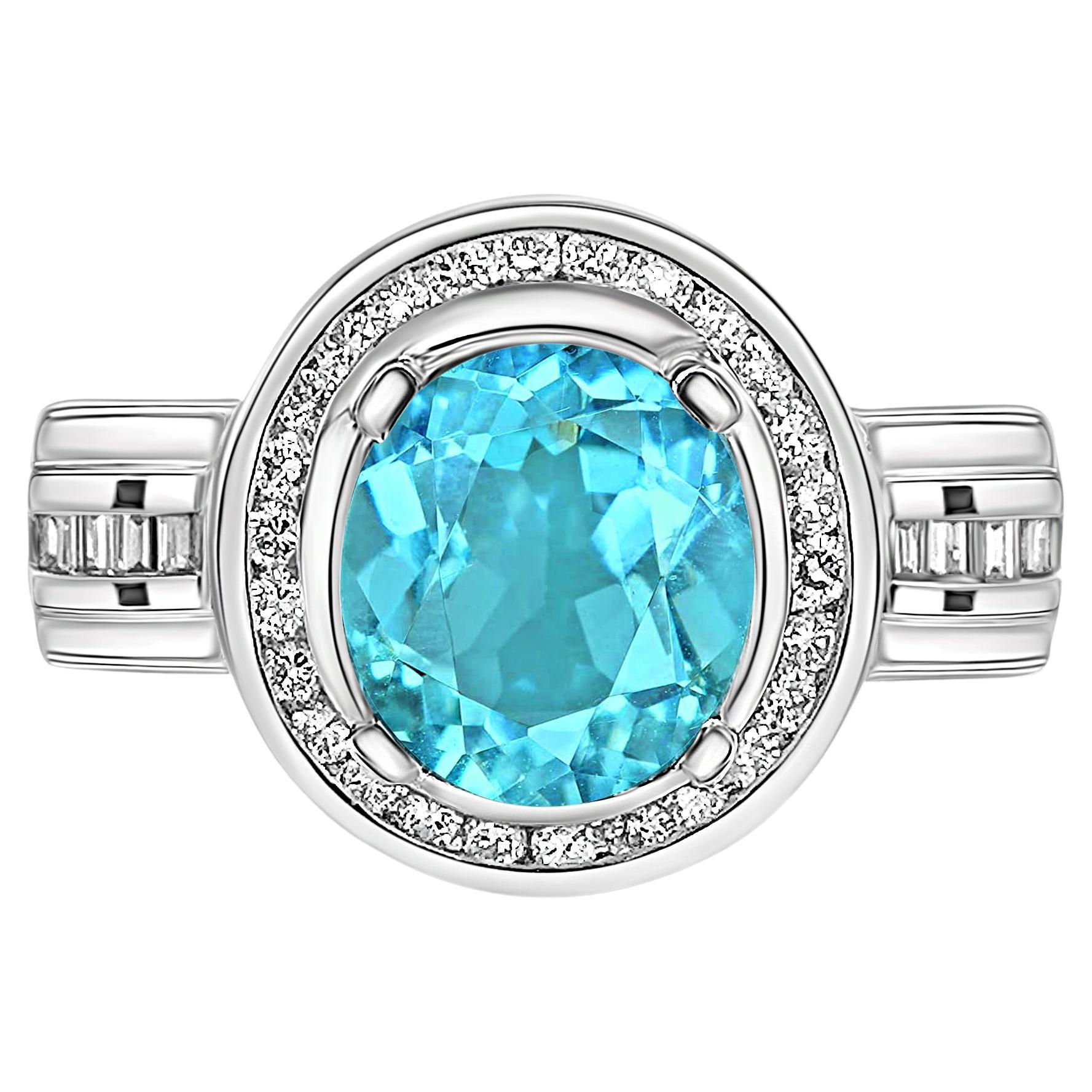 8 Carat Blue Zircon with Diamond Halo in Platinum & 18K Gold Filigree Ring  For Sale