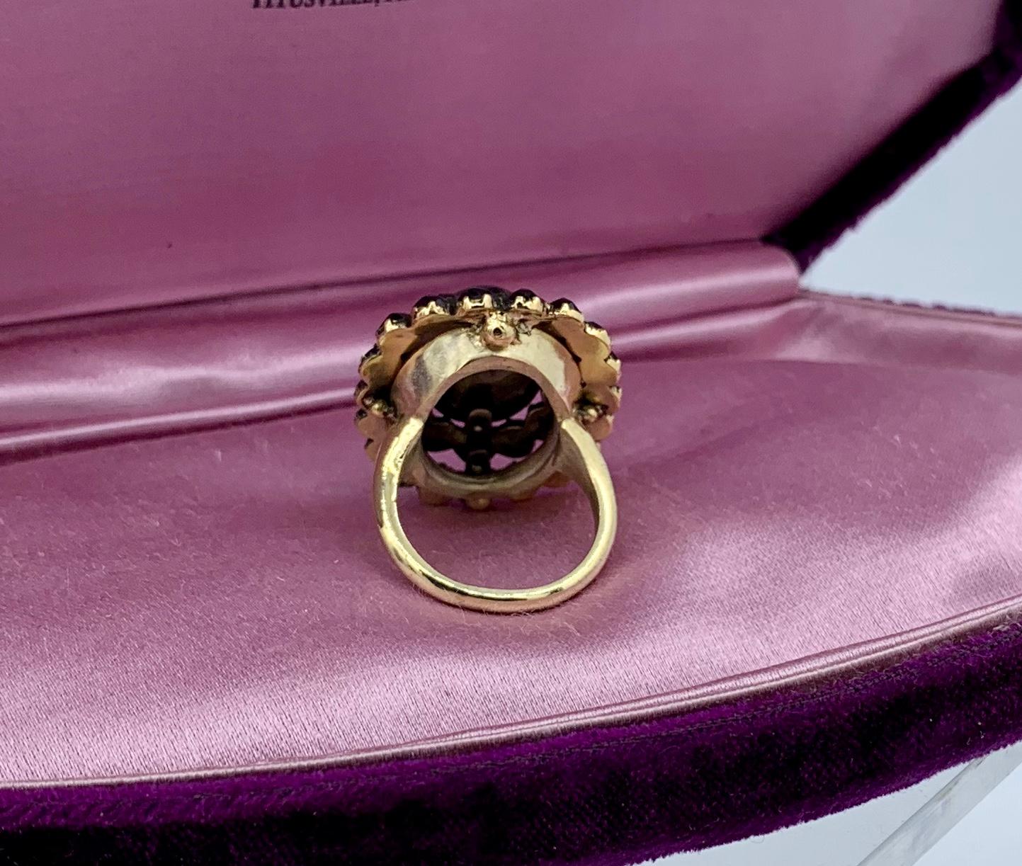 8 Carat Bohemian Garnet Cabochon Ring Victorian Belle Epoque Monumental For Sale 3