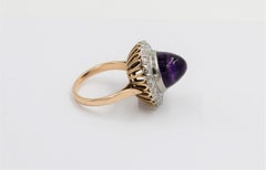 8 Carat Cabochon Amethyst Handcrafted in 14 Karat and Platinum with 1.0 Diamonds