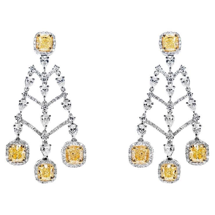 Boucles d'oreilles pendantes en forme de mixte avec diamants de 8 carats certifiés Y