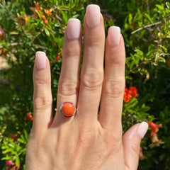 8 Carat Coral Diamond Ruby Platinum and Gold Ring Estate Fine Jewelry