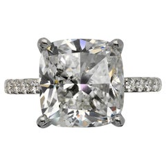 8 Carat Cushion Cut Diamond Engagement Ring GIA Certified G IF