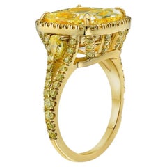 8 Carat Cushion Statement Fancy Yellow 14K Gold A Crown-Worthy Fancy Rarity