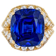 8 Carat Cushion Statement Royal Blue Sapphire 14K Gold Heirloom-Worthy Glow