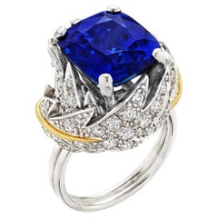 8 Carat Cushion Statement Royal Blue Sapphire 14K Gold Heirloom-Worthy Glow