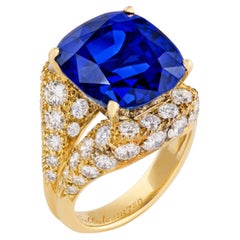 8 Carat Cushion Statement Royal Blue Sapphire 14K Gold Heirloom-Worthy Glow
