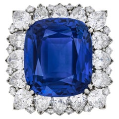 8 Carat Cushion Statement Royal Blue Sapphire 14K White Gold Timeless Brilliance
