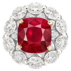 8 Carat Cushion Statement Ruby Red 14K Gold Radiant Elegance Modern Classic