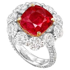 8 Carat Cushion Statement Ruby Red 14K Gold Radiant Elegance Modern Classic