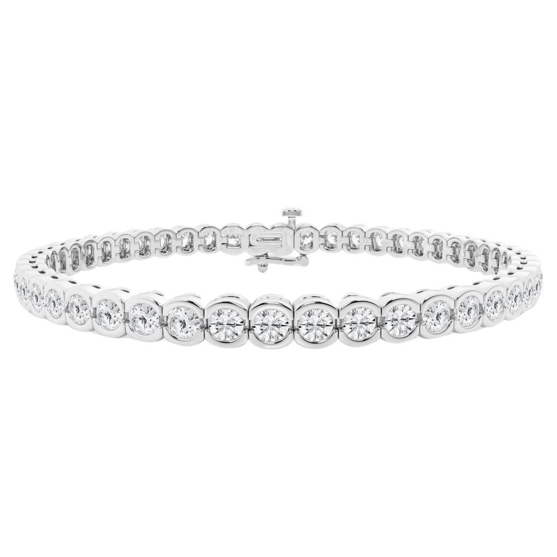 8 Carat Round Cut Diamond Platinum Tennis Bracelet For Sale