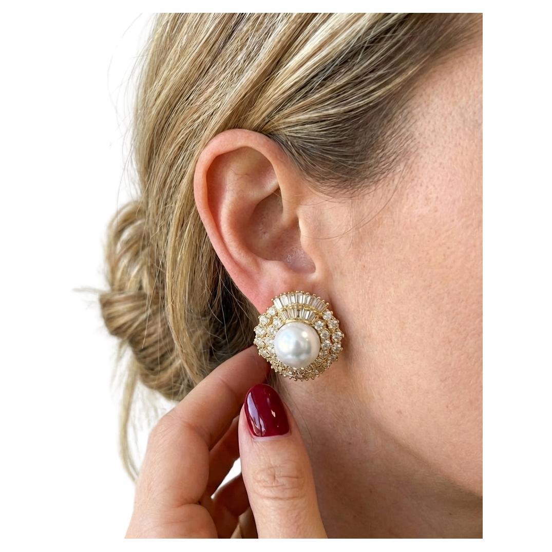 8 Carat Diamond 18k Yellow Gold Pearl And Diamond… - image 2