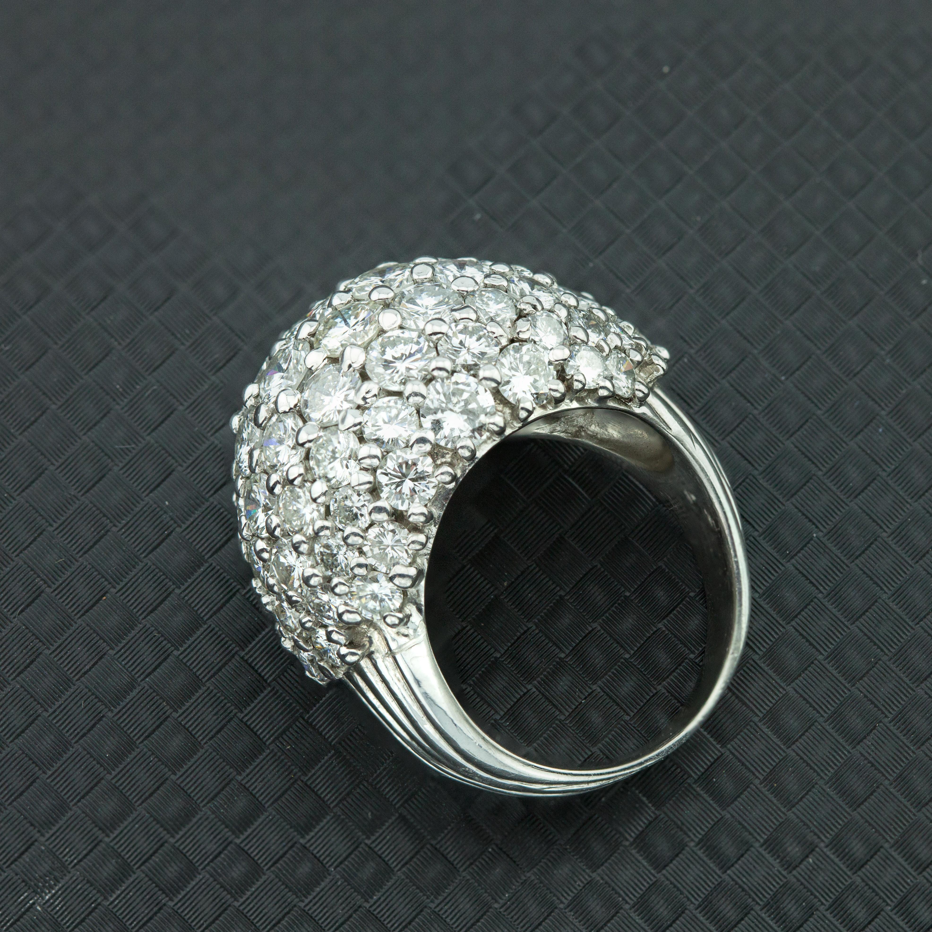 Modern 8-carat Diamond Dome Ring in Platinum For Sale