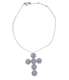 8 Carat Diamond Gold Cross Pendant Necklace