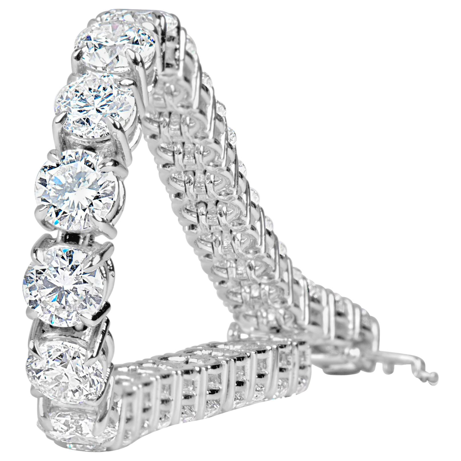 Bracelet tennis en or blanc 14 carats avec diamants de 8 carats G-H SI, d'un poids moyen de 0,18 carat