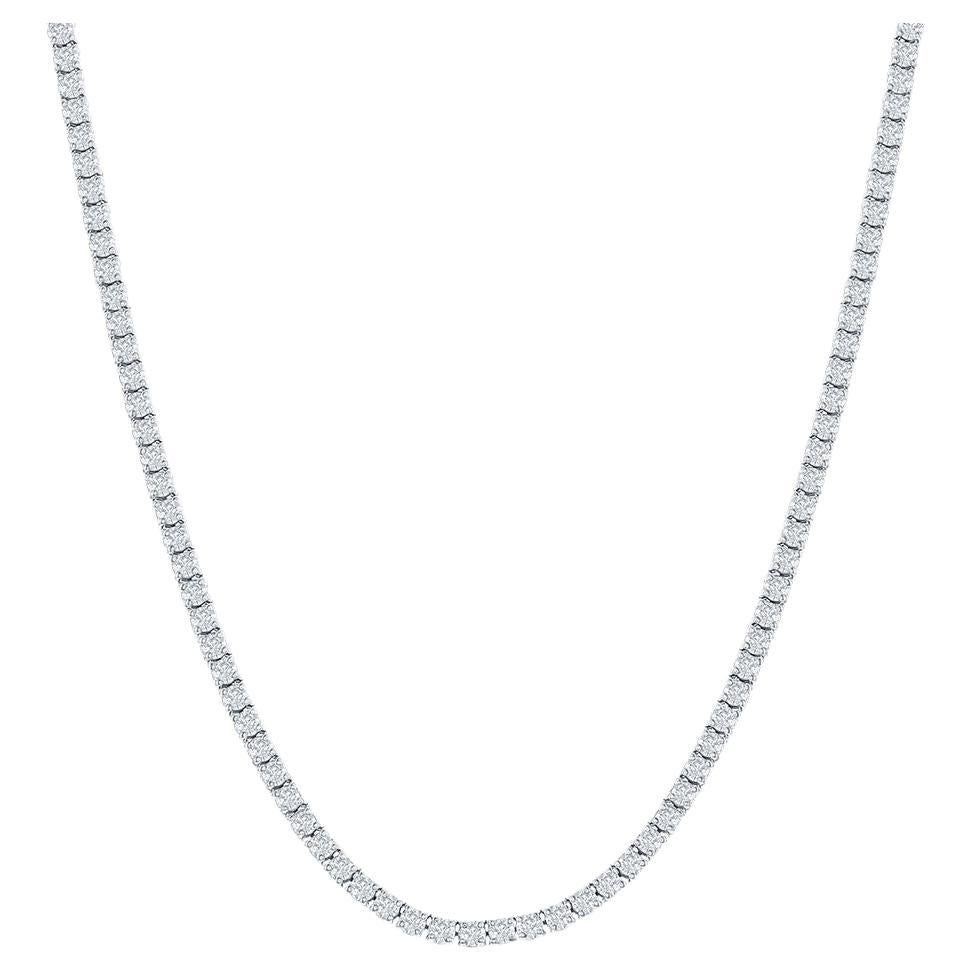 8 Carat Diamond Tennis Necklace White Gold For Sale