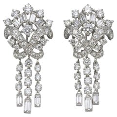 8 Carat Diamond White Gold Mid-Century Chandelier Earrings