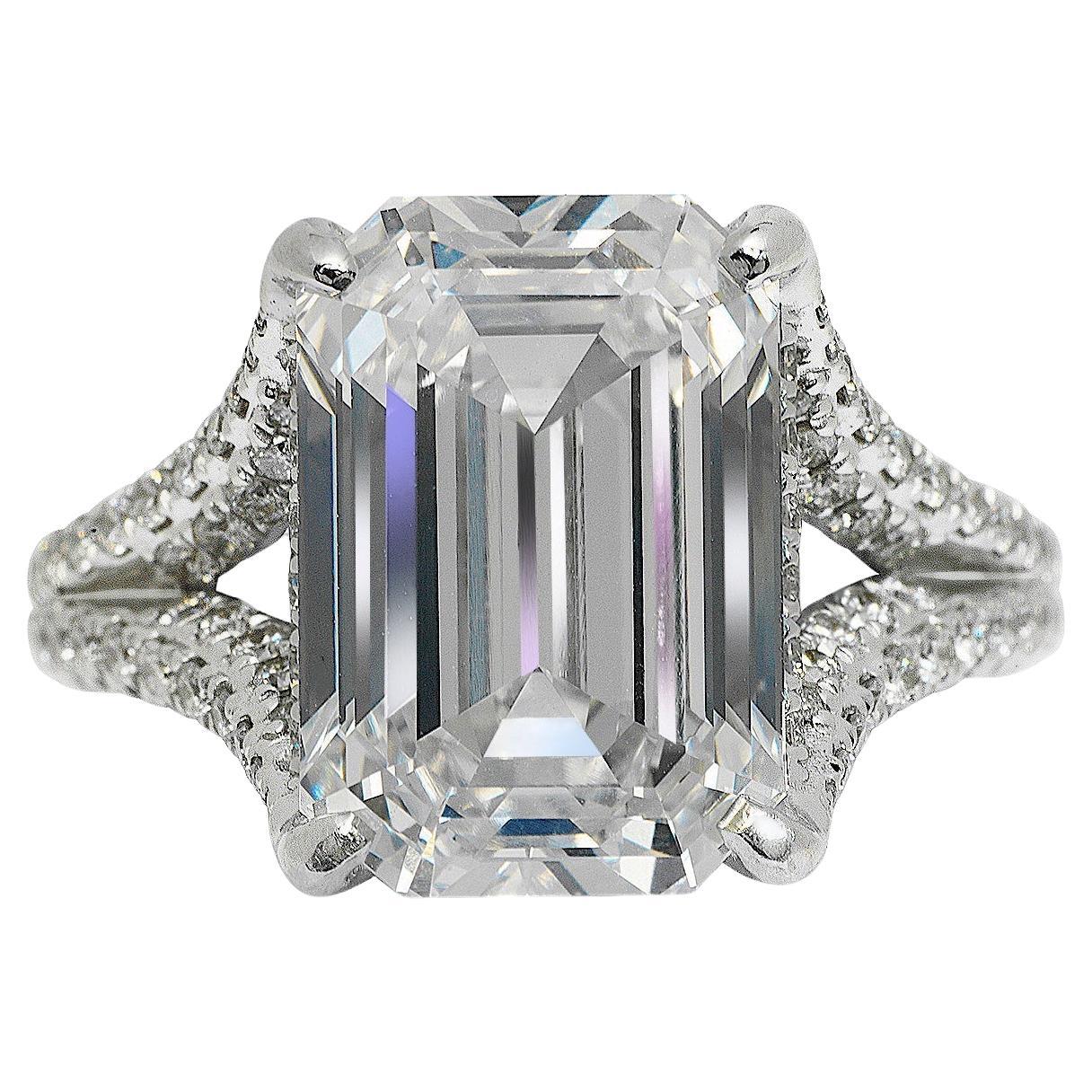 8 Carat Emerald Cut Diamond Engagement Ring GIA Certified E VVS1