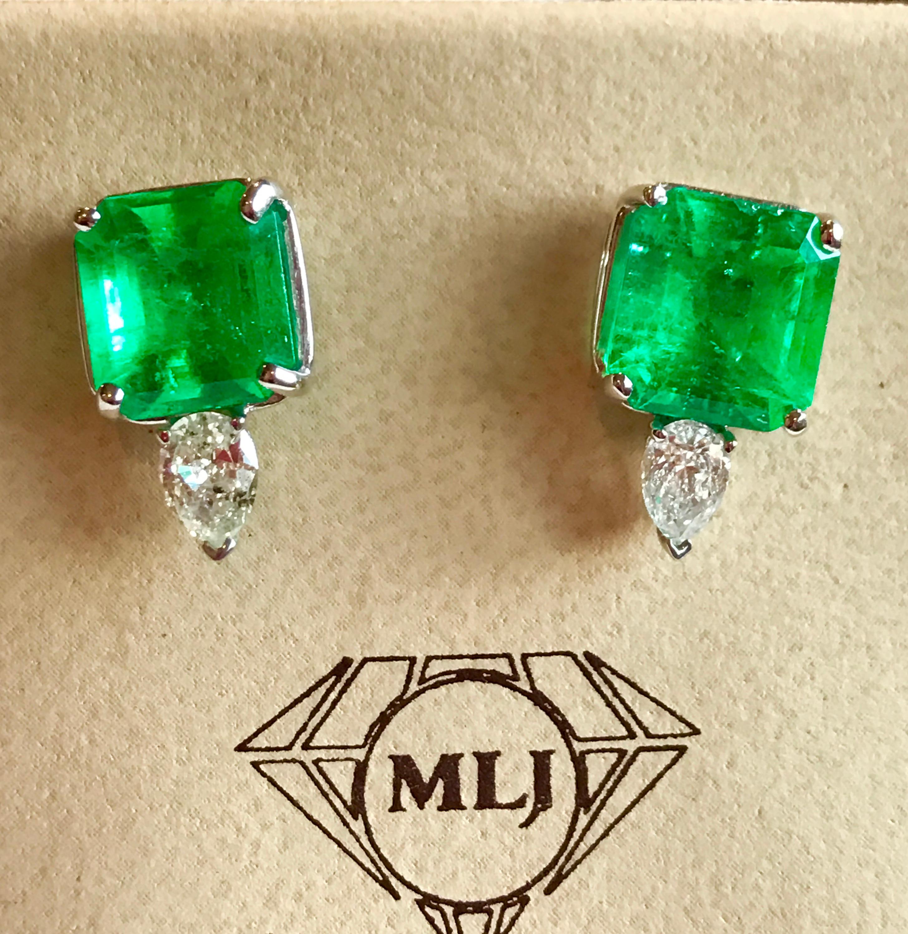 emerald and diamond stud earrings