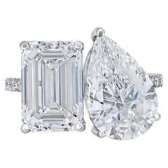 8 Carat Emerald-cut Toi Et Moi Diamond Ring SI 14K White Gold